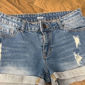 BDG Blue Distressed Denim Cuffed Shorts